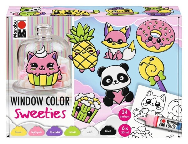 Sada slupovacích barev Kids Window Color set Sweeties, 6 × 25 ml