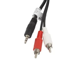 Lanberg CA-MJRC-10CC-0050-BK černá / Audio kabel / 3,5mm jack (M) - 2x RCA (M) / 5 m (CA-MJRC-10CC-0050-BK)