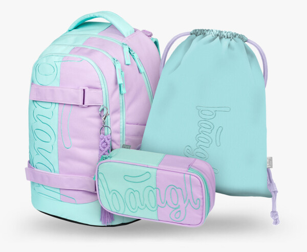 Školní batohový 3-dílný set BAAGL SKATE MAX - Sweet (batoh, penál, sáček)