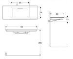 GEBERIT - ONE Umyvadlo nábytkové 105x40x13 cm, skrytý přepad, bez otvoru pro baterii, vodorovný odtok, KeraTect, bílá 500.396.01.1