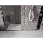 MEXEN/S - Velar posuvné sprchové dveře 90, transparent, růžové zlato 871-090-000-01-60