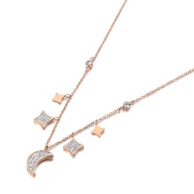 Náhrdelník Gold Moon&Star - chirurgická ocel, Zlatá 40 cm + 5 cm (prodloužení)