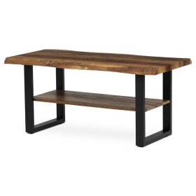 Stůl konferenční, 120x60x55 cm, MDF deska, dekor staré dřevo, kov, police, černý lak