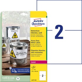 Avery-Zweckform L4717-20 Fóliové etikety 210 x 148 mm poylesterová fólie bílá 40 ks trvalé barevná laserová tiskárna, laserová tiskárna, barevná kopírka,