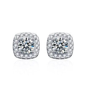 Royal Fashion stříbrné náušnice HA-XEZ003-SILVER-MOISSANITE-ZIRCON