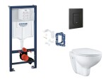 GROHE - Rapid SL Set předstěnové instalace, klozetu, sedátka SoftClose, tlačítka Even a sady pro vhazování tablet, phantom black SANI11BB5133