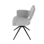 Židle jídelní, šedá látka, 360° vratný mechanismus, černý kov