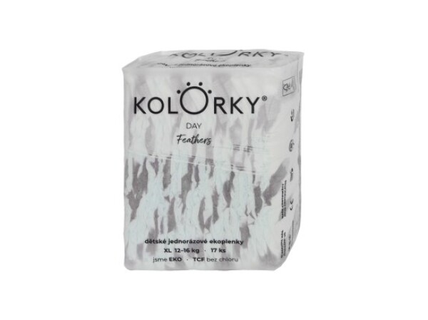 KOLORKY DAY jednorázové eko plenky peří - XL (12-16 kg), 17 ks