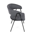 Židle jidelní, šedá látka, černá kovová noha