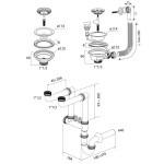 MEXEN - Sifon s automatickou zátkou pro odpad 2-komorového kuchyňského dřezu, chromový 66921-00