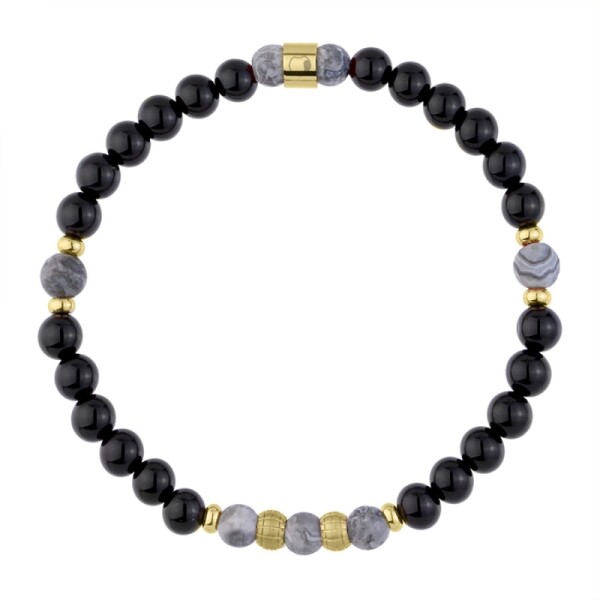 Korálkový náramek Luca - 6 mm Onyx, šedý Jaspis, Šedá 21 cm