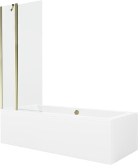 MEXEN/S - Cube obdélníková vana 180 x 80 cm s panelem + vanová zástěna 80 cm, transparent, złot 550518080X9408115000