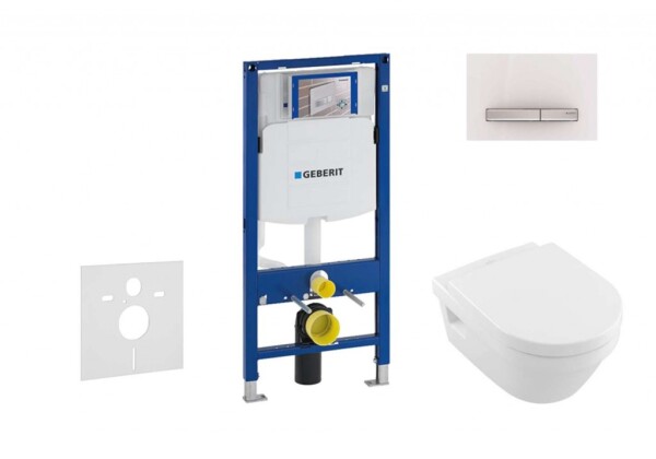 GEBERIT - Duofix Set předstěnové instalace, klozetu a sedátka Villeroy & Boch, tlačítka Sigma50, DirectFlush, SoftClose, CeramicPlus, alpská bílá 111.300.00.5 NB8