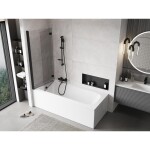 MEXEN - MIST vanová zástěna 140x150 cm 6mm 2-s, černá, čirá, levá 8A9-140-002-70-00-L