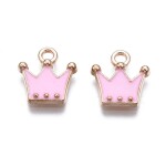 Kovový přívěsek - korunka - různé varianty - 11,5 × 10,5 mm - 1 ks Barva: Růžová