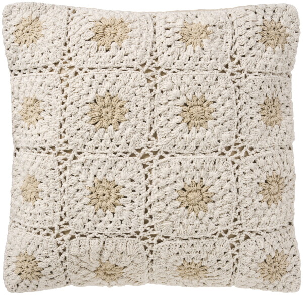 Ib Laursen Ručně háčkovaný povlak na polštář Flowers 50 × 50 cm, béžová barva, textil