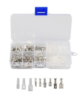 Sada faston konektorů 2,8; 4,8; 6,3 mm s krytkami - 180 kusů