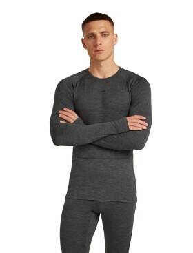 Pánské merino tričko s dlouhým rukávem ICEBREAKER Mens 260 ZoneKnit LS Crewe, Jet Heather velikost: XXL