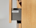 CERANO - Koupelnová skříňka Velora - dub medový, úchytka černá + umyvadlo z lit. mramoru Ovo - bílá lesklá - 70,5x58x46,5 CER-980009