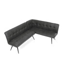 Lavice rohová, šedá látka v dekoru broušené kůže, černý kov
