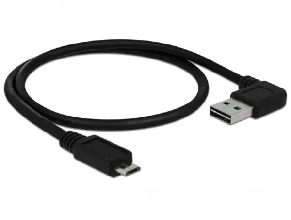 Delock Kabel EASY-USB 2.0 Typ-A samec USB 2.0 Typ Micro-B samec 0.5 m černá / pravoúhlý (85163-D)