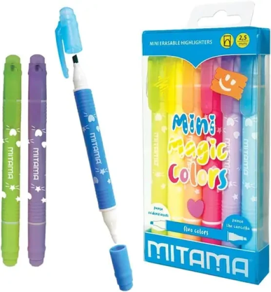 Mitama Magic Colors / Zvýrazňovač / Sada 6 ks / Vymazatelné / Dvojitý hrot / Pastelové barvy (62573)