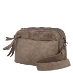 Semišová dámská crossbody kabelka Lory, šedo-béžová