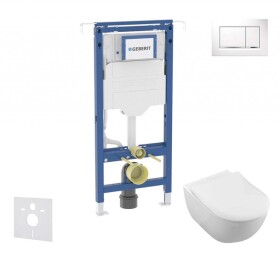 GEBERIT - Duofix Set předstěnové instalace, klozetu a sedátka Villeroy Boch, tlačítka Sigma30, DirectFlush, SoftClose, CeramicPlus, bílá/lesklý chrom SANI11CK3116