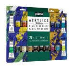 Pébéo Studio Acrylic sada 20 x 20 ml + štětec, nový obal