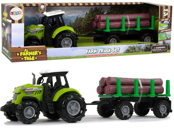 Mamido Traktor s přívěsem se dřevem zelený