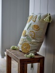 Bloomingville Dekorativní polštář s výšivkou Lemon Yellow 35 × 50 cm, žlutá barva, textil