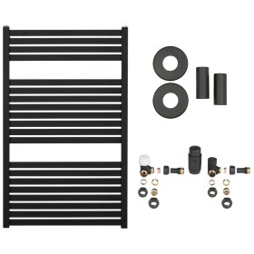 CERANO Koupelnový radiátorový set Vincenzo - ústřední vytápění - boční připojení - 400W - černá matná - 970x600 mm