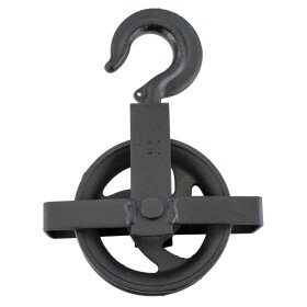 Kladka stavební litinová, 120mm, s hákem a vodicí lištou