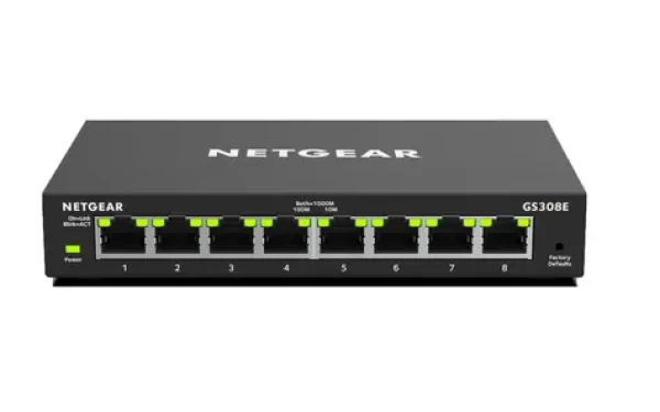 Netgear GS308E / Smart managed Switch / 8-port 10 100 1000 Mbps / VLAN 64 (GS308E-100PES)