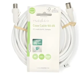 Nedis Koaxiální kabel IEC(M)-IEC(F) bílý / Koaxiální kabel / 75 Ohm / 5 m / Dvojité stínění (CSGL40000WT50)
