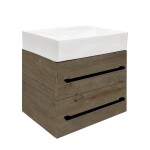 Koupelnová skříňka s umyvadlem a černou úchytkou SAT Cube Way 60x53x46 cm dub Wellington mat CUBE46C602DWSATCWL CUBE46C602DWSATCWL