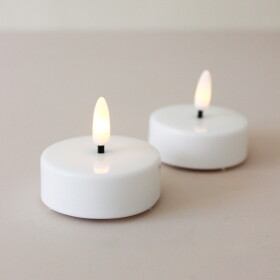 STAR TRADING Čajová LED svíčka Flamme White 5,8 cm – set 2 ks, bílá barva, plast