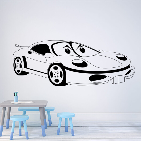 Samolepka Dětské autíčko Porsche Barva: černá, Velikost: 80 x 37 cm