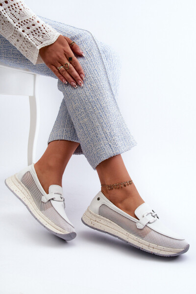 Dámské kožené mokasíny D&A TW210 Bílé 37