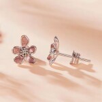 Stříbrné květinové náušnice Helen - stříbro 925/1000, Hnědá
