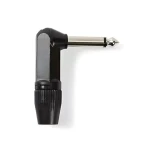 Nedis Konektor jack 6.35 mm úhlový zástrčka černá / Konektor / Pájecí / Poniklovaný / Hliník (COTP23902BK)