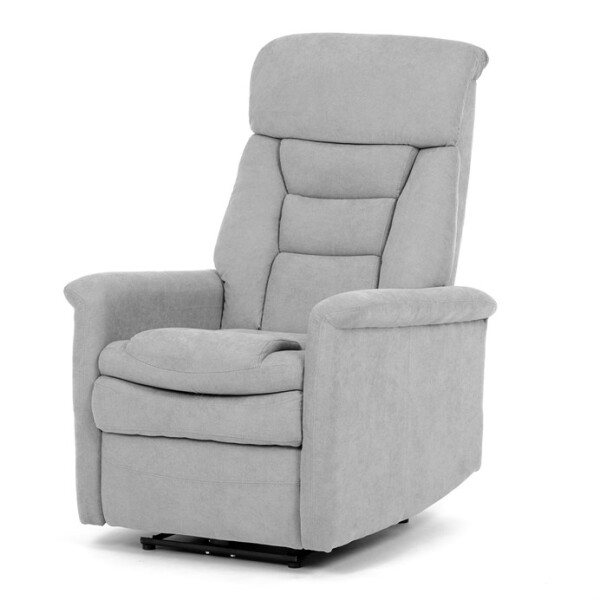 Polohovací křeslo s elektrickým ovládáním, potah stříbrná látka