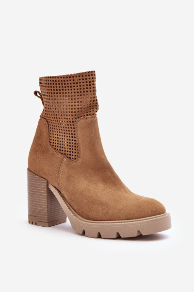 Dámské kůží síťované boty na podpatku Camel Lewski 3386 39