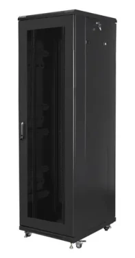 Lanberg Rack 42U černá / Stojanový rozvaděč / 19" / 600x800 mm / Flat pack / Perforované dveře (FF01-6842-23B)