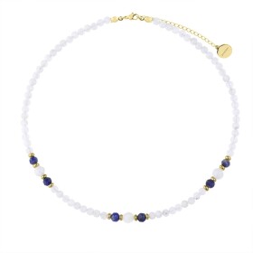 Luxusní náhrdelník Eloisa - měsíční kámen a lapis lazuli, Modrá 38 cm + 5 cm (prodloužení)