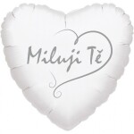 Balónek srdíčko bílé Miluji Tě stříbrný tisk balonky.cz Balónek srdíčko bílé Miluji Tě stříbrný tisk balonky.cz
