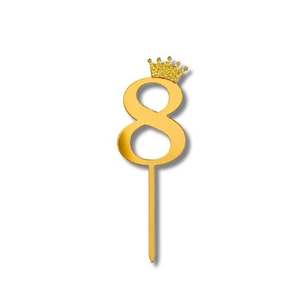 Dortisimo Zápich do dortu číslo 8 s korunkou zlaté