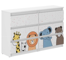 DumDekorace Komoda pro děti s pohádkovými zvířátky 77x30x140 cm Bílá