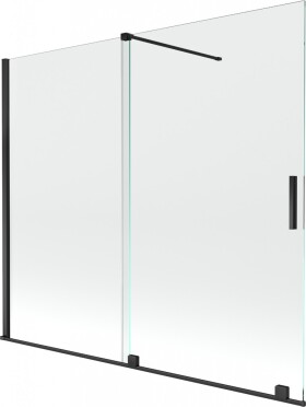 MEXEN/S - Velar Dvoukřídlá posuvná vanová zástěna 180 x 150 cm, transparent, černá 896-180-000-01-70