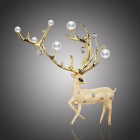 Exkluzivní brož Swarovski Elements Sacred Deer - jelen, Zlatá